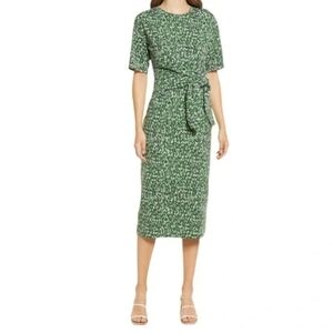 Halogen Print Side Tie Midi Dress, Sz M
